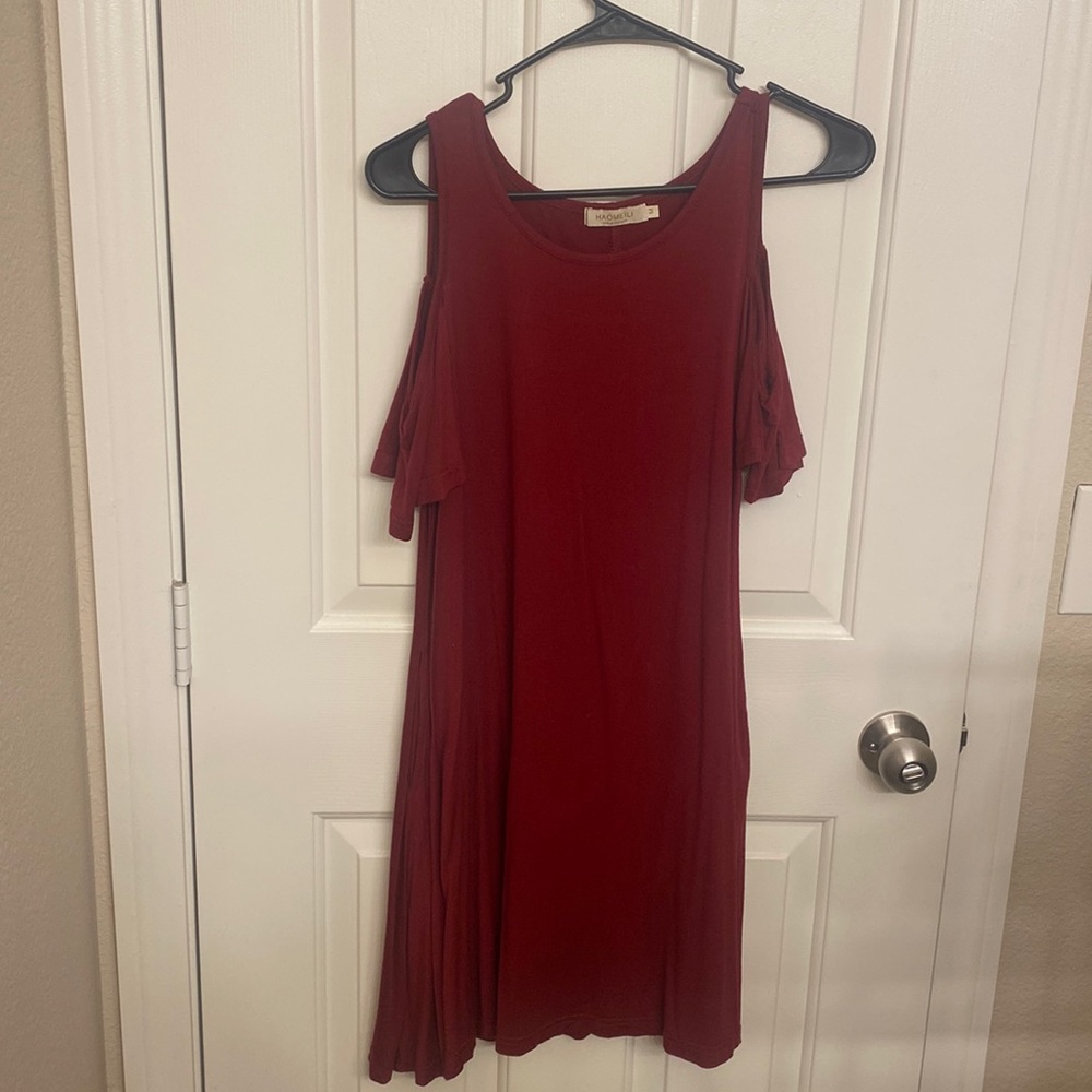 Burgundy off the shoulder dress